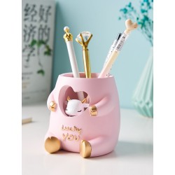 Super Cute Soft Pink Pen Holder, Makeup Holder