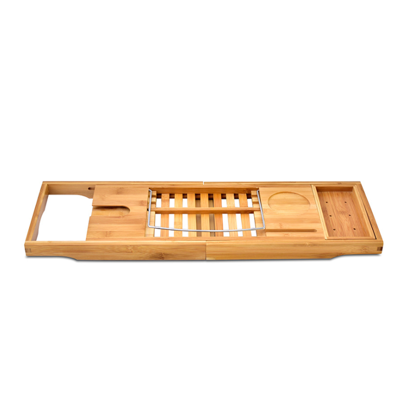 Creative Bamboo Bathtub Tray with Extending Sides